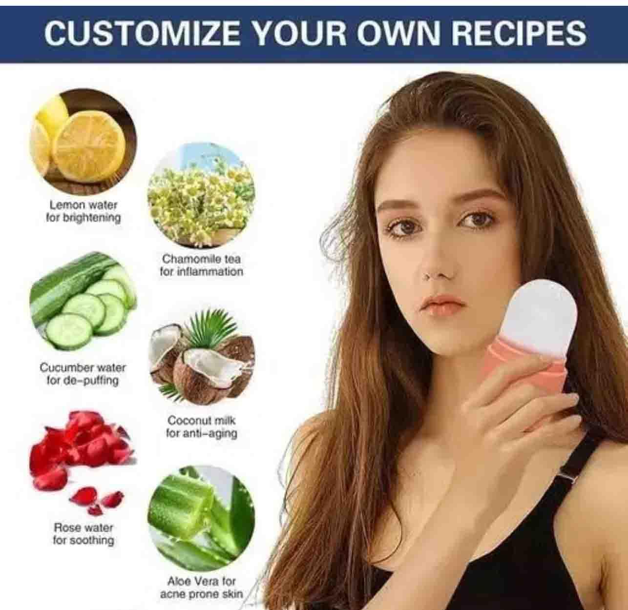 Ice Face Roller Silicone Facial Cube for Eyes Neck Massage Remove Dark Circle, Face Beauty,Skin Care.(Pack Of 1).