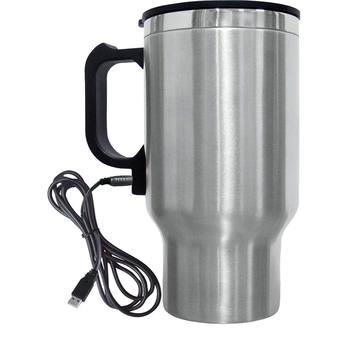 Stainless Steel Travel Outdoor Heated Warm Car Plug Electric Mug