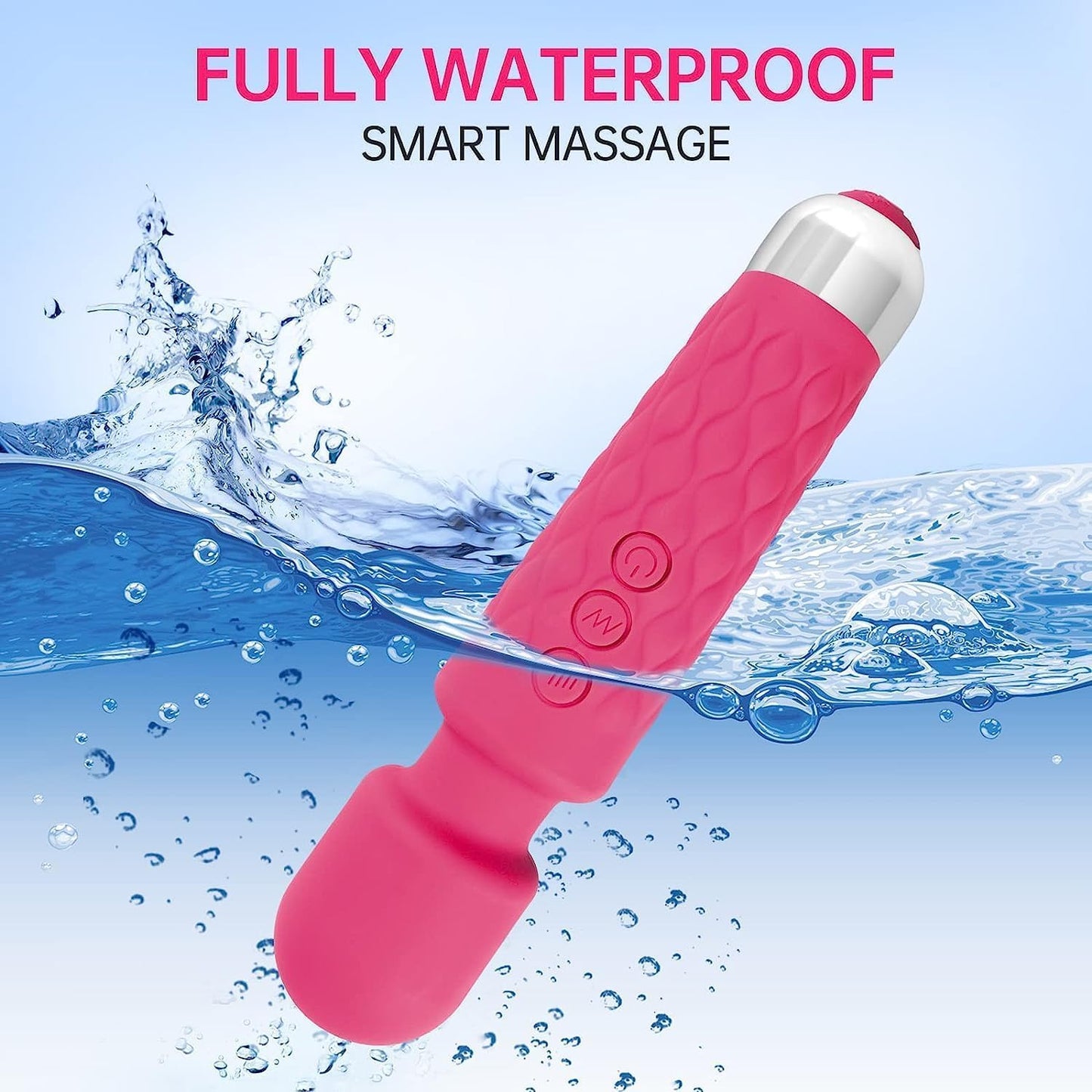 Rechargeable Wireless Personal Body Massager for Women and Men - 20 Vibration Modes, 8 Speeds, Water Resistant, Flexible Head for Targeted Compression