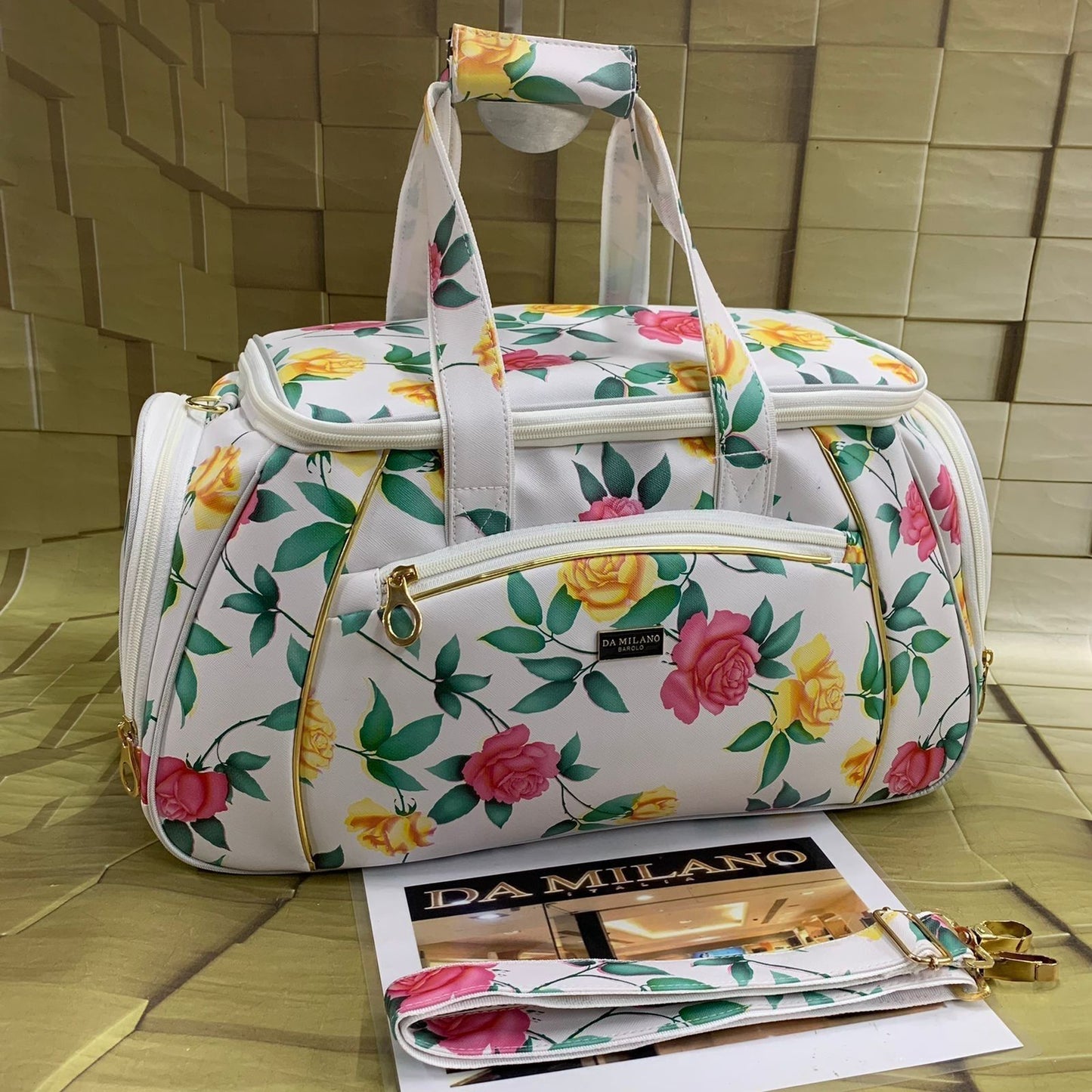 DAMILANO PRINTED LEATHER DUFFEL BAG