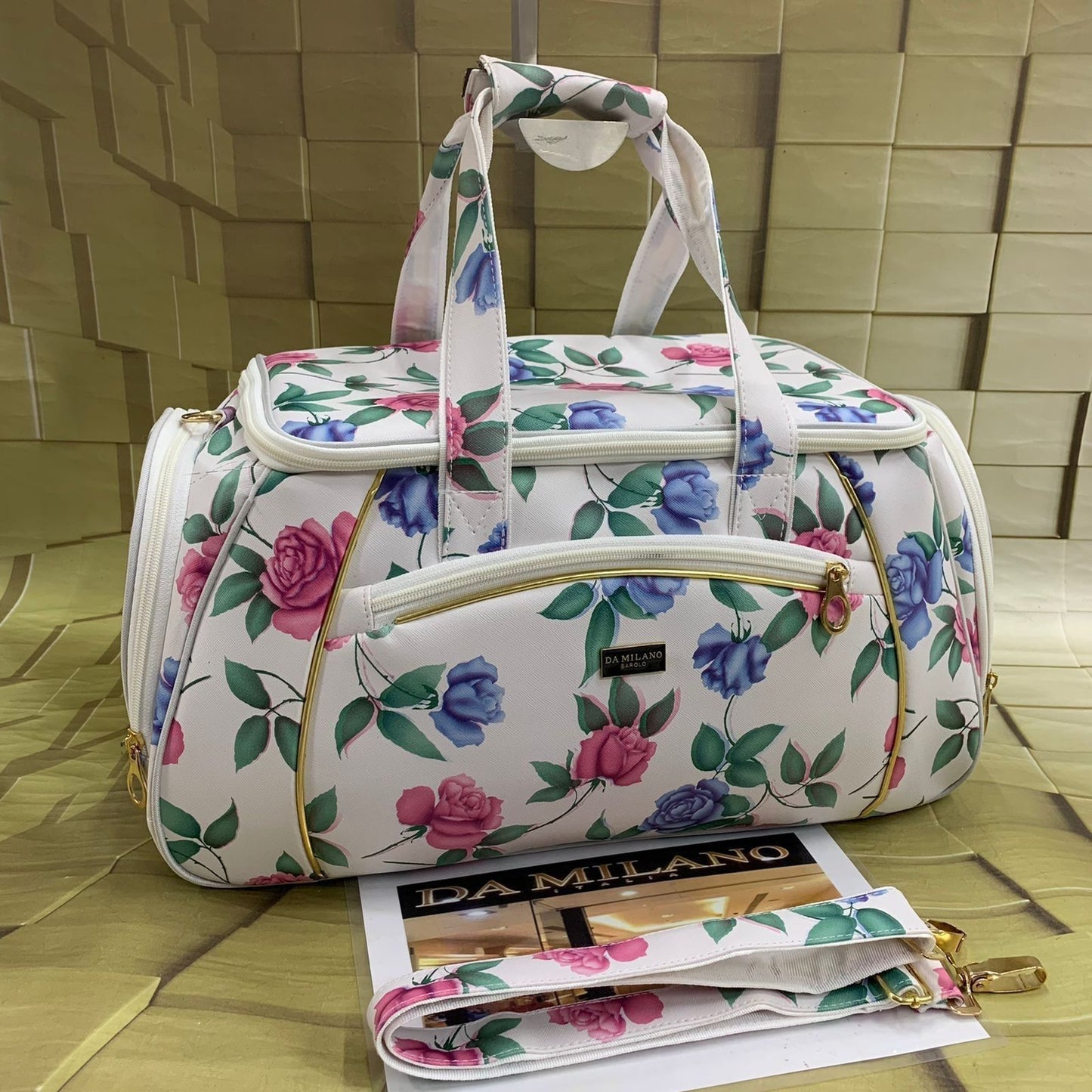 DAMILANO PRINTED LEATHER DUFFEL BAG