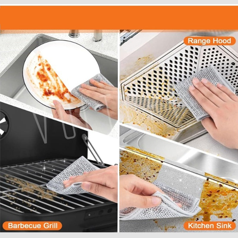Scrubber for Utensils Steel Wire Non Scratch Dish Wash Cloth 10 pcs