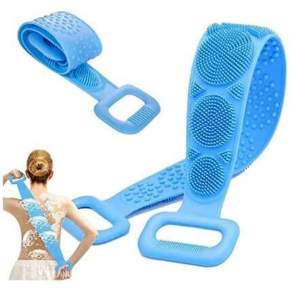 Silicone Body Back Scrubber, Double Side Bathing Brush for Skin Deep Cleaning Massage, Dead Skin Removal Exfoliating Belt for Shower, Easy to Clean, for Men & Women