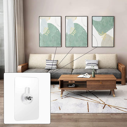 Wall Hooks, Adhesive Wall Screws Hanging Nails, No-Drilling Waterproof Screw Free Stickers for Hanging, Heavy-Duty Adhesive Wall Mount Screw Hooks for Kitchen Bathroom Bedroom Living Room 12 Pcs