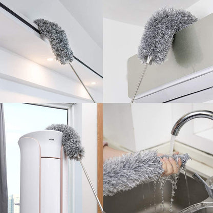 Long Handle Microfiber Feather Fan Ceiling Duster for Dust Cleaning with extendable Pole 100 Inch with Anti Scratch Bendable Brush for Cleaning High roof