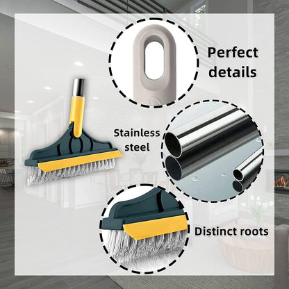 Bathroom Cleaning Brush with Wiper 2 in 1 Tiles Floor Scrub Bathroom Brush with Long Handle
