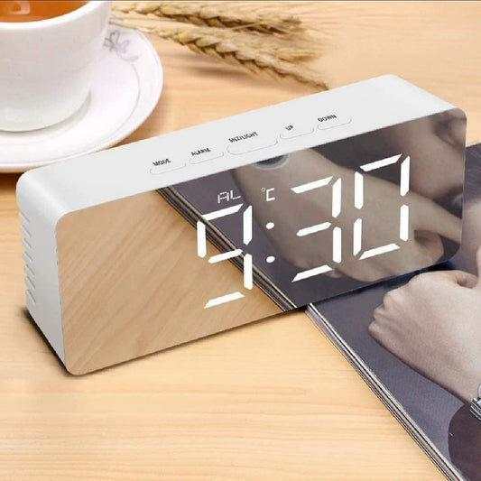 Digital Smart Backlight Alarm & Battery and USB Powered Alarm Clock, Digital Mirror LED Display