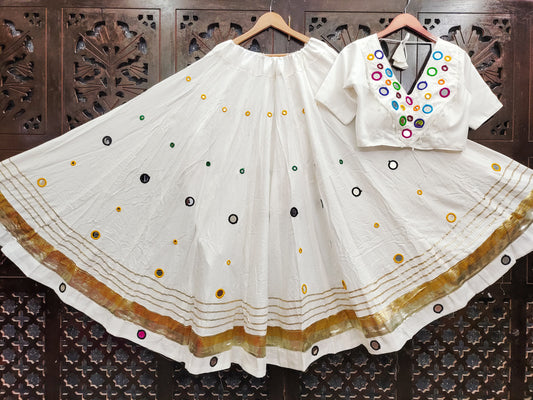 Rayon Cotton Real mirror work(Stiched) Skirt and Real Mirror Work(Stitched) Blouse